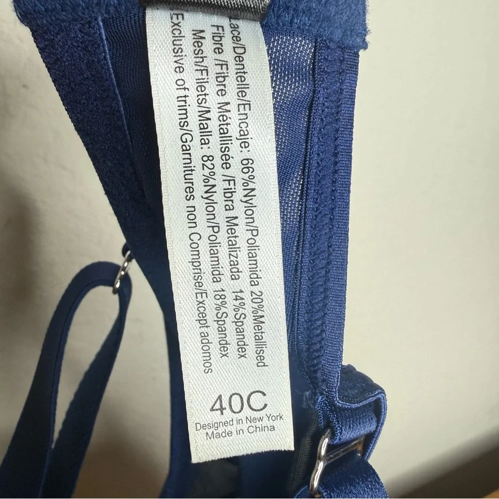 Adore Me bra bralette Navy silver lace Women’s Size 40C - Picture 5 of 6